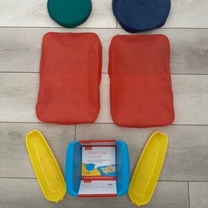 🛍3/25🛍5 Silicon Dish Covers, Mac &Cheese Microwave Cooker &Corn Holders Bundle